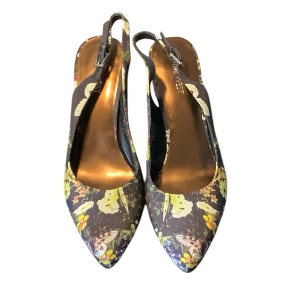 Nine West Brown Floral Shoes, Sz 10M